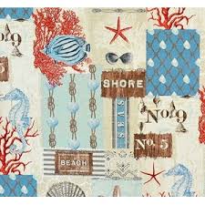 Pillows, curtains, bedding, or crafts. Beach Cottage Fabric Ocean Fish Seashell Seahorse Beach Style Drapery Fabric By Brick House Fabrics Houzz