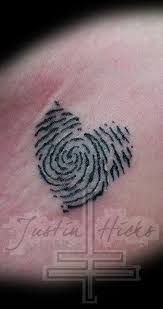 One cool tattoo that people get to express their love with their spouses is the thumbprint heart tattoo. Finger Print Heart Tattoo By Justin Hicks Tattoonow