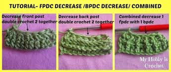 It was not invented by me, but emma aldous is the author. Front Post Double Crochet Decrease Back Post Double Crochet Decrease And Combined Decreases Crochet Decrease Double Crochet Decrease Back Post Double Crochet