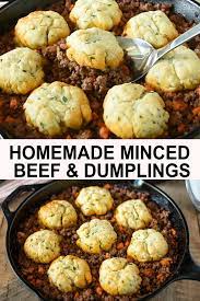 Homemade Minced Beef And Dumplings Video Recipe Video Mince Recipes Dinner English Food Beef Recipes Easy