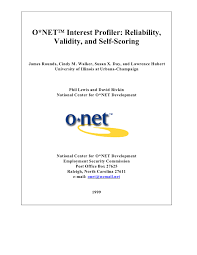 We collect occupation data and provide free applications for career exploration. Pdf O Net Interest Profiler Reliability Validity And Self Scoring