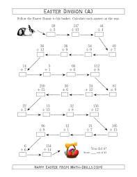 The Follow The Easter Bunny Division Facts With Dividends To 225 A Math Worksheet From The Easter Math Worksheets Page At M Easter Math Easter Math Worksheets
