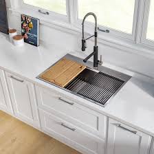The veniso series adds an innovative sloped bottom and an offset drain to the workstation sink. Kraus Kore Workstation 30 L X 22 W Drop In Kitchen Sink Reviews Wayfair