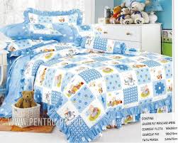 Lenjerie De Pat Bumbac Pentru O Persoana Albastru Si Alb Cu Ursuleti Duvet Cover Sets Pirate Bedding Bed