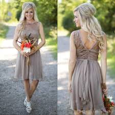 Grey Chiffon Country Bridesmaid Dresses New Lace Scoop Neck Knee Length Weddi Country Bridesmaid Dresses Short Lace Bridesmaid Dresses Short Bridesmaid Dresses