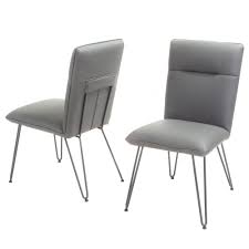 Modern Mid Century Design Grey Vinyl Dining Chairs W Steel Accent Set Of 2 299 Saw O Dining Chairs Mid Century Dining Chairs Contemporary Dining Chairs