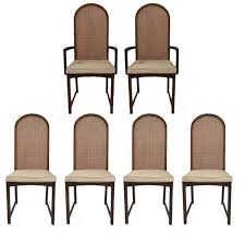 Set Of Six Milo Baughman High Back Cane And Walnut Dining Chairs For Directional Dining Chairs Swing Chair Bedroom Chair