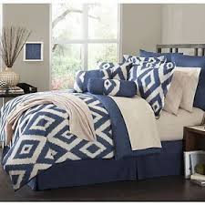 Black And Blue Comforter Queen 16 Piece Comforter Set Durham Navy Blue Soutwest Ensemble Bedroom King Queen Bedroom Comforter Sets Comfortable Bedroom Bedding Master Bedroom