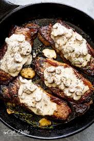 Pan Seared Garlic Butter Steak Mushroom Cream Sauce Cafe Delites