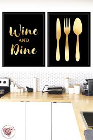 Black And Gold Kitchen Wallpaper Wine And Dine Print Kitchen Print Black Gold Kitchen Decor Black Gold Printable Black Gold Print Black Gold Decor Black Gold Decor Gold Kitchen Gold Decor
