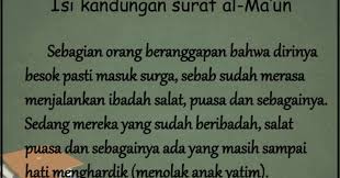 Kemudian surah ini memiliki 1 ruku' 7 ayat pendek yang mudah. Isi Kandungan Surat Al Ma Un Media Dakwah