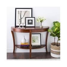 Half Round End Table Side Console Entry Coffee Antique Rustic Brown Moon Hallway Accent Table Decor Walnut Sofa Table Round Sofa