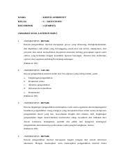 Jawaban Latihan Pengauditan Bab 5 Docx Nama Kristi Andreiny Kelas C Akuntansi Kelompok 4 Empat Jawaban Soal Latihan Bab 5 1 Jawabannya Benar Karena Course Hero