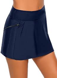 Amazon Com Vetinee Women S Zip Pocket High Waist Bikini Tankini Bottom Swim Skirt Swimsuit Black Size Large Fi Swim Skirt Swim Suit Bottoms High Waisted Swim