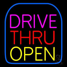 Drive thru sign, super bright electric advertising display board for beer wine liquor pizza burger hot dog business shop store window bedroom home decor (hsd0064). Drive Thru Open Neon Sign Restaurant Neon Signs Neon Light