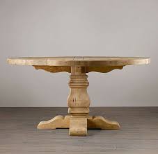 Reclaimed barnwood/white wash solid wood trestle dining table: Salvaged Wood Trestle Round Tables