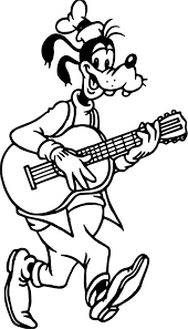 Nice Goofy Playing Guitar Coloring Pages Cartoon Art Coloring Pages Sketches