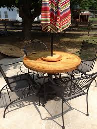 Pin By Paula Tribble On Furniture Wood Patio Table Wood Patio Wrought Iron Table