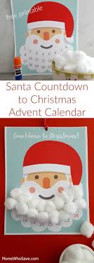 Santa Countdown To Christmas Advent Calendar Free Printable Momswhosave Com In 2020 Christmas Countdown Diy Advent Calendars For Kids Christmas Advent Calendar