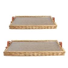 Rattan tray with handles $45.00. William Laman Furniture Garden Antiques Rectangular Wicker Trays