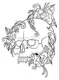 Choose the right skull picture, download it for free and start painting! Skull And Roses Outline By Vikingtattoo On Deviantart Skull Coloring Pages Tattoo Coloring Book Sleeve Tattoos Tumblr