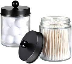 Make your bathroom the cleanest — and tidiest — room in the house with these easy and genius storage ideas. Amazon Com Apothecary Jars Bathroom Storage Organizer Cute Qtip Dispenser Holder Vanity Canister Jar Glass With Lid For Cotton Swabs Rounds Bath Salts Makeup Sponges Hair Accessories Black 2 Pack Home Kitchen