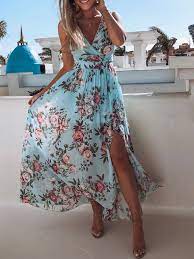 Maxikleider » diese modelle trägst du 2020 | otto. Maxikleid Armellos Sommerkleider Lang Hellschiefergrau Damenmode V Ausschnitt Mit Print Fur Sommer Maxi Kleid Buro Karriere Chiffon Kleider Milanoo Com