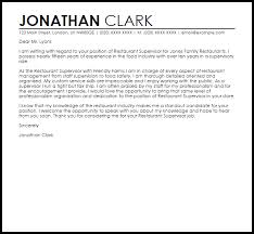 Restaurant Supervisor Cover Letter Sample Cover Letter Templates Examples