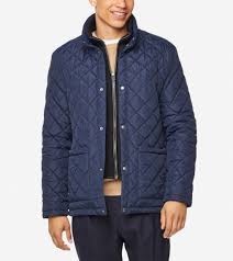 mens diamond quilted jacket in navy cole haan us