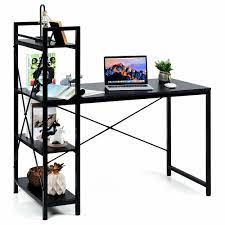 The computer desk comes with a large table area and 2 shelves that can be assembled on the left side of the desk or the right, depending on your preference. Costway 47 5 Computer Desk Writing Desk Study Table Workstation With 4 Tier Shelves Walmart Com Walmart Com