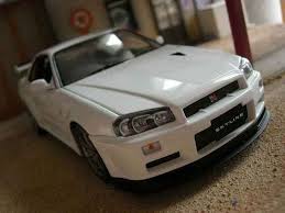 Diecast model cars Nissan Skyline R34 118 Autoart R34 gtr v-spec ii white  - Alldiecast.us