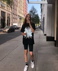 Black Biker Shorts Outfit Ideas 50 How To Wear An Oversized T Shirt Ideas 1 Biker Shorts Outfits Biker Ideas Outfits Oversized Shirt Casual Tshirt Outfit Tshirt Outfits Short Outfits