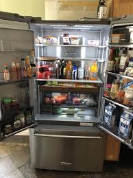 Check spelling or type a new query. Stainless Steel With Printshield Finish 23 8 Cu Ft 36 Counter Depth French Door Platinum Interior Refrigerator With Printshield Finish Krfc704fps Kitchenaid