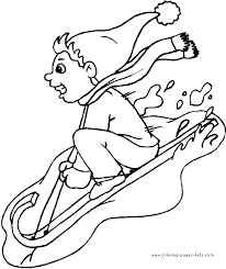 Child On A Sled Winter Color Page Holiday Coloring Pages Color Plate Coloring Sheet Printable Color Coloring Pages Toddler Art Projects Winter Sports Crafts