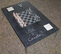 Easy to make and even easier to clean up, the chalkboard coffee table could even be a playful gift for christmas. Diy Chalkboard Coffee Table You Can Play Chess On Shelterness