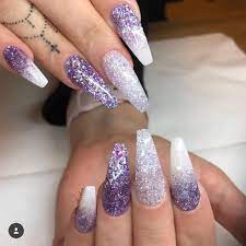Image May Contain One Or More People And Closeup Purple Nail Designs Acrylic Nail Designs Glitter Coffin Nails Designs