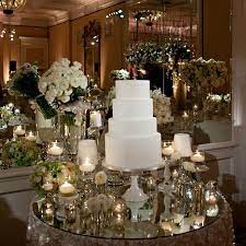 Glass Mirror Wedding Table Decoration Decorations You Ll Love Cake Table Decorations Wedding Cake Table Decorations Table Decorations