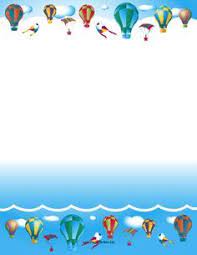 Checkered Hot Air Balloons Float Among The Clouds In This Printable Transportation Border Free To Download And Print Hot Air Balloon Balloons Air Balloon