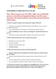 By creating campaigns and ad groups around a specific theme or product, you can create keyword lists that directly relate to the corresponding ad text, and ads that link directly to that product's page on your website. Questions And Answers To Google Adwords Fundamentals Exam By Digital