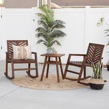 Manor Park 3 Piece Outdoor Rocking Chair Chat Set Brown Walmart Com In 2020 Rocking Chair Outdoor Rocking Chairs Wood Rocking Chair