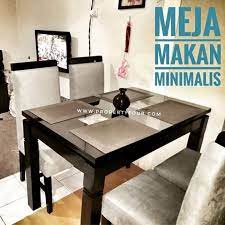Bahan kayu mahoni yang sudah dioven kering. Meja Makan Kotak Kerang Minimalis 4 Kursi Kepala Kayu