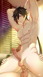 Alhaitham's chiseled body in Genshin Impact yaoi porn