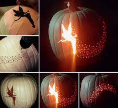 What you need to do is download psd tinkerbell pumpkin carving templates and then tie its printout on the soft pumpkin. Wonderful Diy Halloween Tinkerbell Pumpkin With Template
