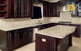 Dark Cabinets Madison Spring Granite Cherry Cabinets Kitchen Kitchen Backsplash Photos Kitchen Countertops