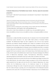 Pdf Freshwater Malacostraca Of The Mediterranean Islands Diversity Origin And Conservation Perspectives