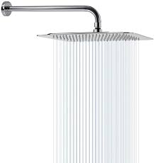 12 Inch Shower Head With 15 Inch Extension Arm Nearmoon Square Rain Shower Heads Large Stainless Steel Rainfall Show Rain Shower Head Shower Heads Shower Arm