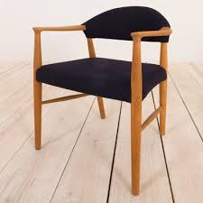 Danish Oak And Dark Blue Wool Desk Chair By Erik Kirkegaard 1960s For Sale At Pamono