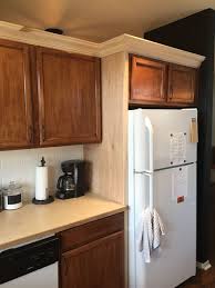Crown Molding And Fridge Side Panel Addition To Dress Up The Kitchen Cabinets Apartment Renovation Bathrooms Remodel Fridge Side Panel