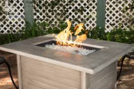 Faux concrete gas fire pit 65,000 btu heat output sleek envirostone construction with enamel firebowl electronic pulse ignition lights instantly includes lava glass, lava rock filler and a heavy duty 400d pu cover Sawyer Rectangle Aluminum Lpg Fire Pit In Barnwood Costco Com Exclusive Well Traveled Living