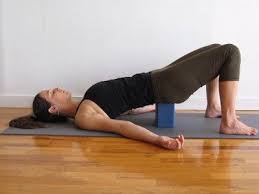 Bridge Pose With Block Stay Like This Or Place Your Legs On The Mat